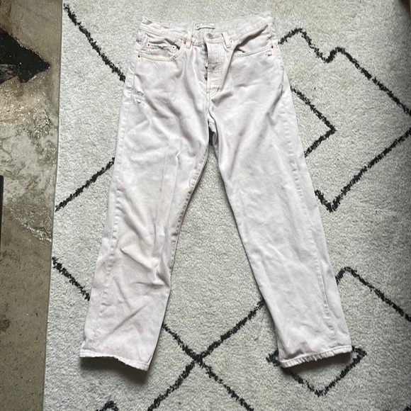 Free People Cream Boyfriend High Waisted Jean - Picture 1 of 4